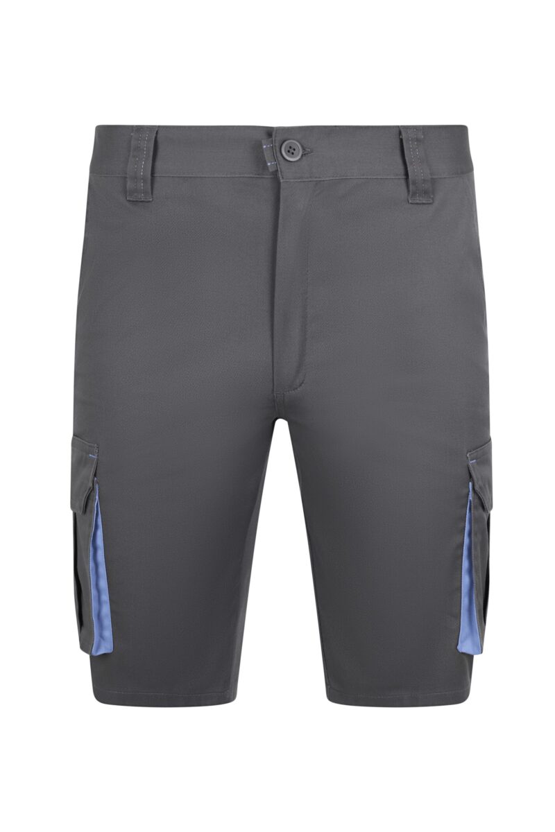 BERMUDA STRETCH BICOLOR GRIS/CELESTE VELILLA