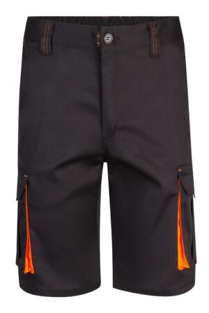 BERMUDA STRETCH BICOLOR NEGRO/NARANJA FLÚOR VELILLA