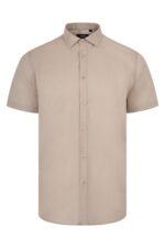 CAMISA MC HOMBRE BEIGE CLARO VELILLA