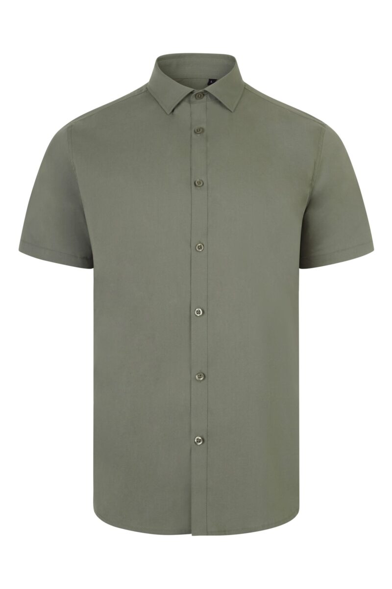 CAMISA STRETCH MC HOMBRE VERDE OLIVA CLARO VELILLA