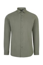 CAMISA STRETCH ML HOMBRE VERDE OLIVA CLARO VELILLA
