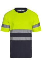 CAMISETA ALGODÓN BICOLOR MC AV AZUL NAVY/AMARILLO FLÚOR VELILLA