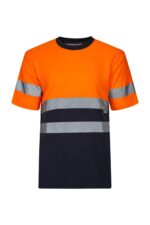 CAMISETA ALGODÓN BICOLOR MC AV AZUL NAVY/NARANJA FLÚOR VELILLA
