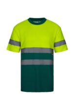CAMISETA ALGODÓN BICOLOR MC AV VERDE/AMARILLO FLÚOR VELILLA