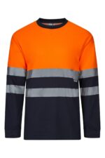 CAMISETA ALGODÓN BICOLOR ML AV AZUL NAVY/NARANJA FLÚOR VELILLA