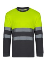 CAMISETA ALGODÓN BICOLOR ML AV GRIS/AMARILLO FLÚOR VELILLA
