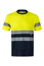 CAMISETA TÉCNICA BICOLOR AV AZUL MARINO/AMARILLO FLÚOR VELILLA