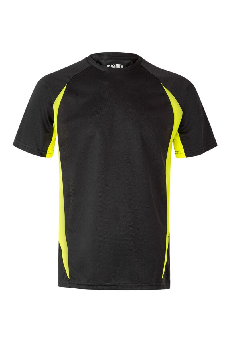 CAMISETA TÉCNICA BICOLOR NEGRO/AMARILLO FLÚOR VELILLA