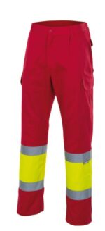 PANTALÓN BICOLOR FORRADO AV ROJO/AMARILLO FLÚOR VELILLA