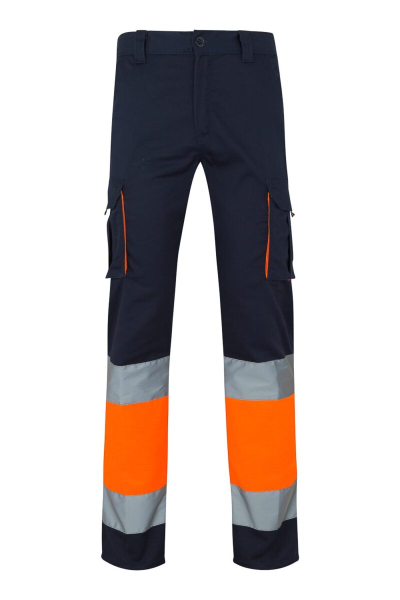 PANTALÓN STRETCH BICOLOR AV AZUL NAVY/NARANJA FLÚOR VELILLA