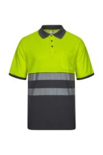 POLO ALGODÓN BICOLOR MC RS GRIS/AMARILLO FLÚOR VELILLA