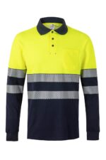 POLO ALGODÓN BICOLOR ML RS AZUL NAVY/AMARILLO FLÚOR VELILLA