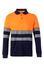 POLO ALGODÓN BICOLOR ML RS AZUL NAVY/NARANJA FLÚOR VELILLA