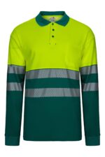 POLO ALGODÓN BICOLOR ML RS VERDE/AMARILLO FLÚOR VELILLA