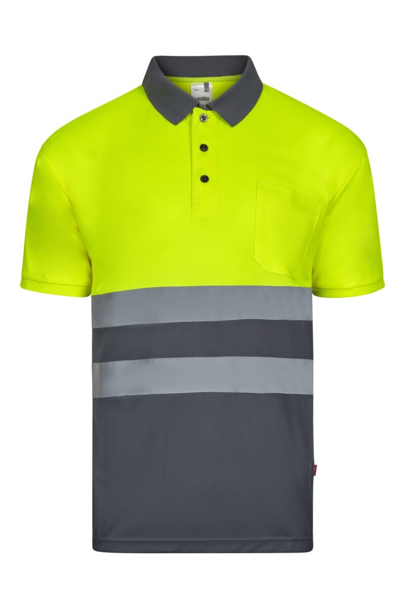 POLO BICOLOR MC AV GRIS/AMARILLO FLÚOR VELILLA