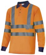 POLO BICOLOR ML AV AZUL MARINO/NARANJA FLÚOR VELILLA