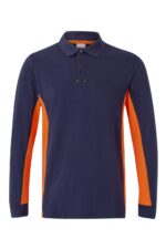POLO BICOLOR ML AZUL NAVY/NARANJA VELILLA