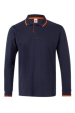 POLO BICOLOR ML AZUL NAVY/NARANJA FLÚOR VELILLA