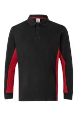 POLO BICOLOR ML NEGRO/ROJO VELILLA