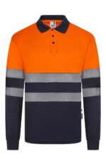 POLO GRS BICOLOR ML RS AZUL NAVY/NARANJA FLÚOR VELILLA