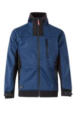 SOFT SHELL BICOLOR CAPUCHA AZUL JASPEADO/NEGRO VELILLA