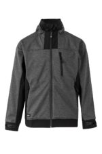 SOFT SHELL BICOLOR CAPUCHA GRIS OSCURO JASPEADO/NEGRO VELILLA