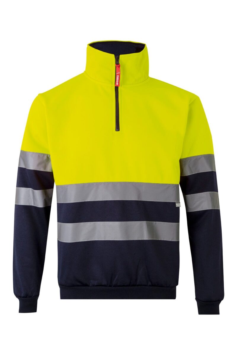 SUDADERA BICOLOR CREMALLERA AV AZUL NAVY/AMARILLO FLÚOR VELILLA