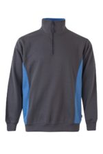SUDADERA BICOLOR CREMALLERA GRIS/CELESTE VELILLA