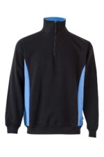SUDADERA BICOLOR CREMALLERA NEGRO/CELESTE VELILLA