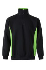SUDADERA BICOLOR CREMALLERA NEGRO/VERDE LIMA VELILLA